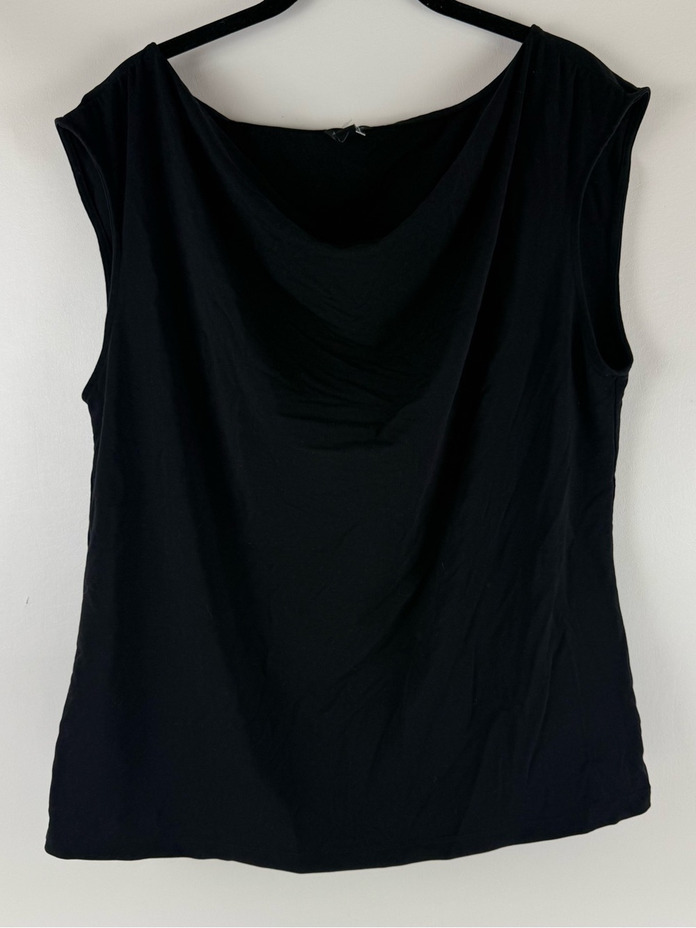 Ann Taylor Black Cowl Neck Sleeveless Top XL Lyocell Spandex Blend